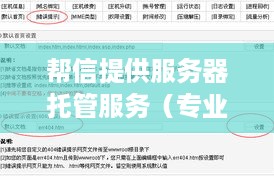 帮信提供服务器托管服务（专业的服务器托管解决方案）