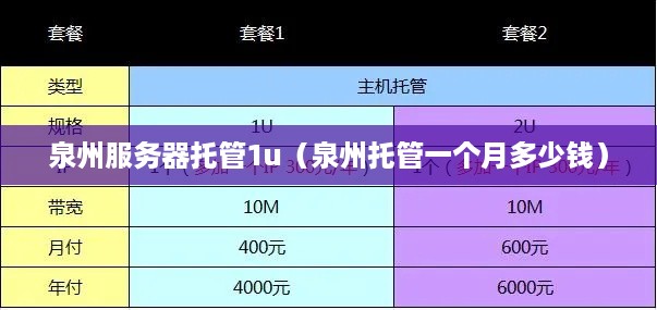 泉州服务器托管1u（泉州托管一个月多少钱）