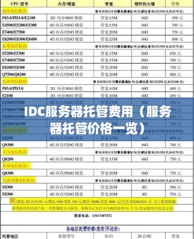 IDC服务器托管费用（服务器托管价格一览）