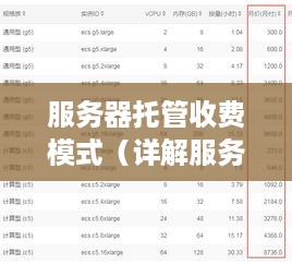 服务器托管收费模式（详解服务器托管费用计算方式）