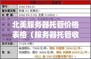 北美服务器托管价格表格（服务器托管收费标准）