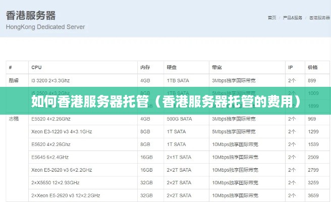 如何香港服务器托管（香港服务器托管的费用）