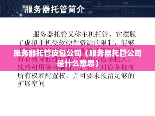 服务器托管皮包公司（服务器托管公司是什么意思）
