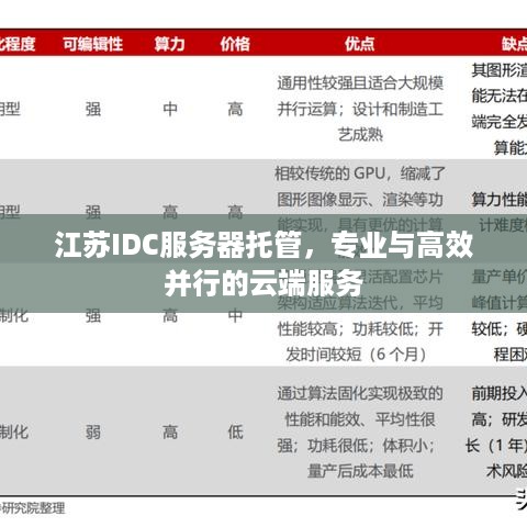 江苏IDC服务器托管，专业与高效并行的云端服务