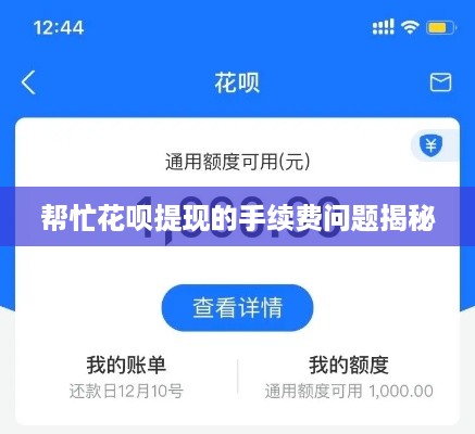 帮忙花呗提现的手续费问题揭秘
