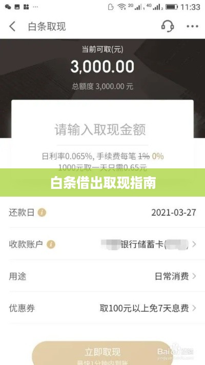 白条借出取现指南