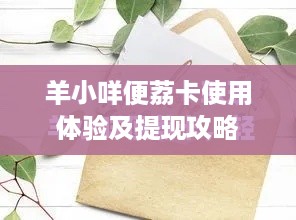 羊小咩便荔卡使用体验及提现攻略
