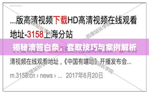 揭秘滴答白条，套取技巧与案例解析