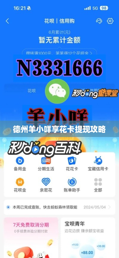 德州羊小咩享花卡提现攻略