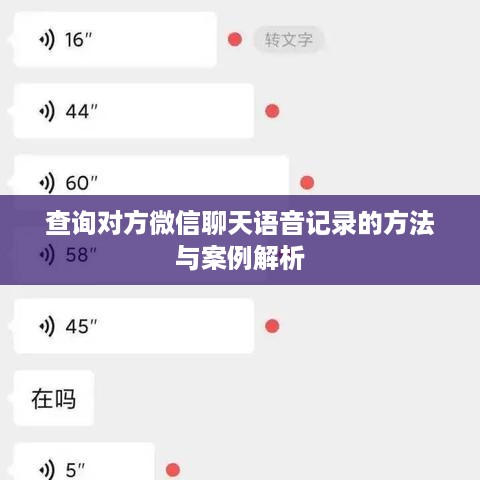 查询对方微信聊天语音记录的方法与案例解析