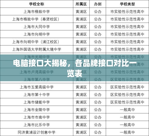 电脑接口大揭秘，各品牌接口对比一览表