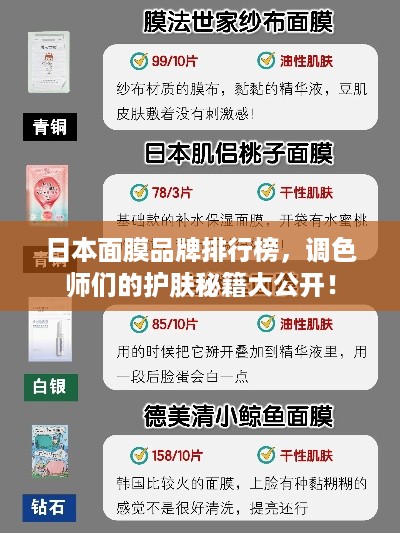 日本面膜品牌排行榜，调色师们的护肤秘籍大公开！