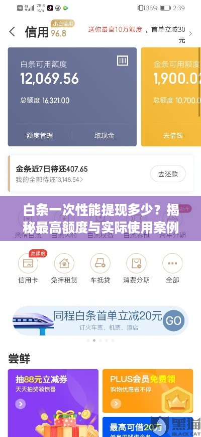 白条一次性能提现多少？揭秘最高额度与实际使用案例