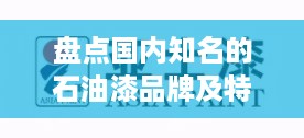 盘点国内知名的石油漆品牌及特点
