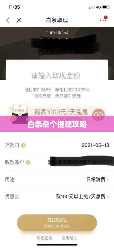 白条杂个提现攻略