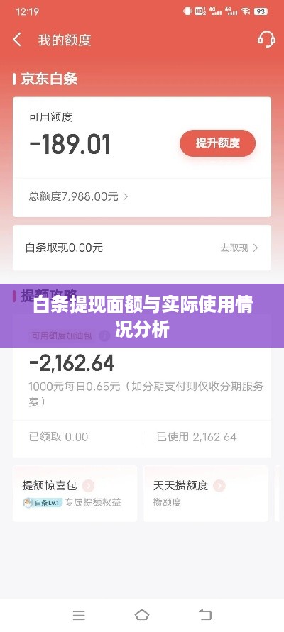 白条提现面额与实际使用情况分析
