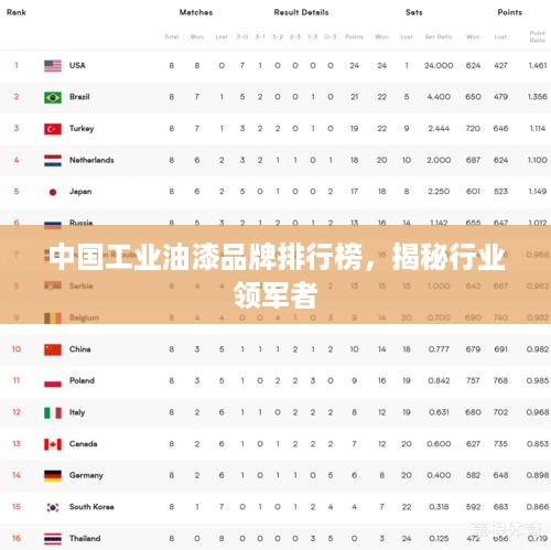 中国工业油漆品牌排行榜，揭秘行业领军者