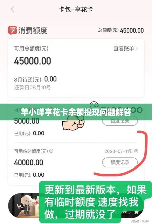 羊小咩享花卡余额提现问题解答