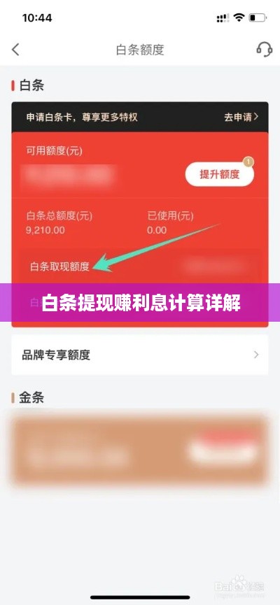 白条提现赚利息计算详解