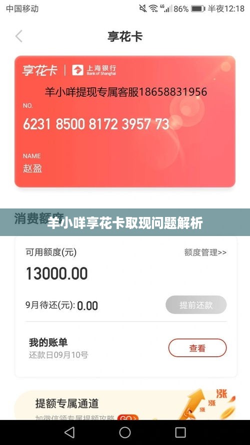 羊小咩享花卡取现问题解析