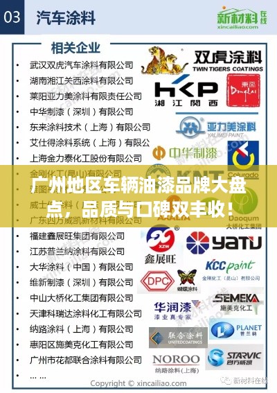 广州地区车辆油漆品牌大盘点，品质与口碑双丰收！