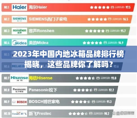 2023年中国内地冰箱品牌排行榜揭晓，这些品牌你了解吗？