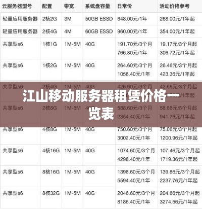 江山移动服务器租赁价格一览表