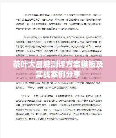 茶叶大品牌测评方案模板及实战案例分享