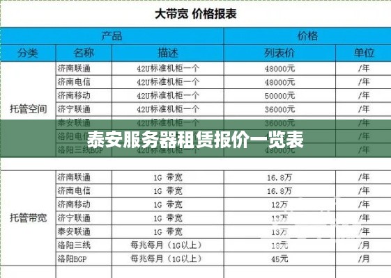泰安服务器租赁报价一览表