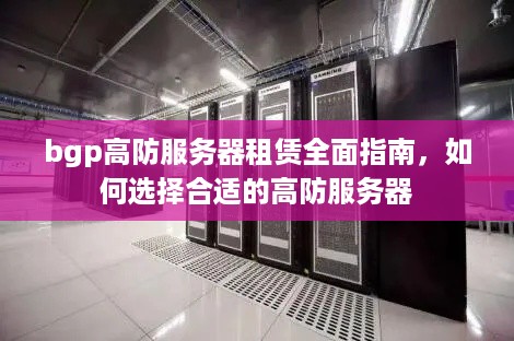 bgp高防服务器租赁全面指南，如何选择合适的高防服务器