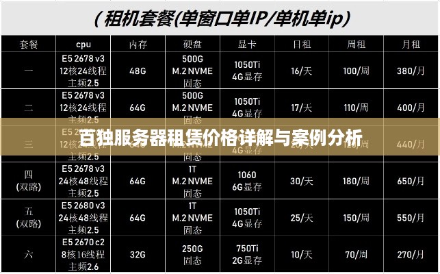 百独服务器租赁价格详解与案例分析
