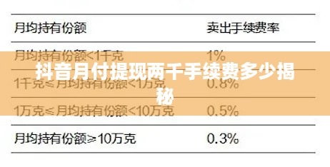 抖音月付提现两千手续费多少揭秘