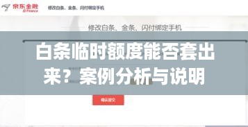 白条临时额度能否套出来？案例分析与说明