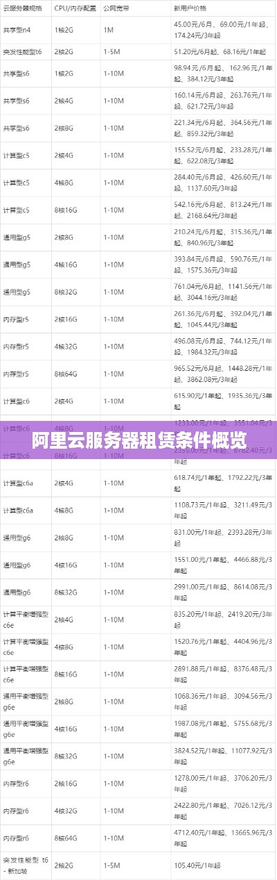 阿里云服务器租赁条件概览