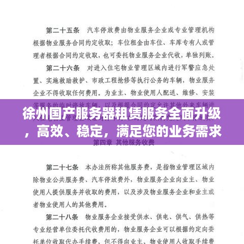 徐州国产服务器租赁服务全面升级，高效、稳定，满足您的业务需求