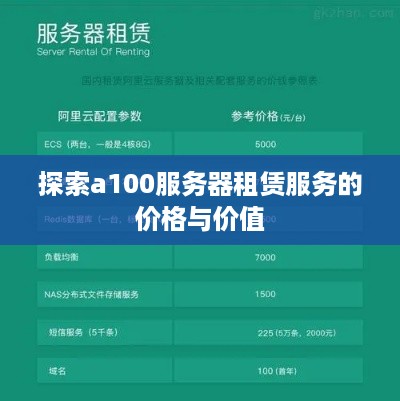 探索a100服务器租赁服务的价格与价值