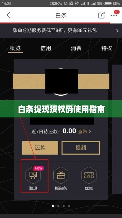 白条提现授权码使用指南