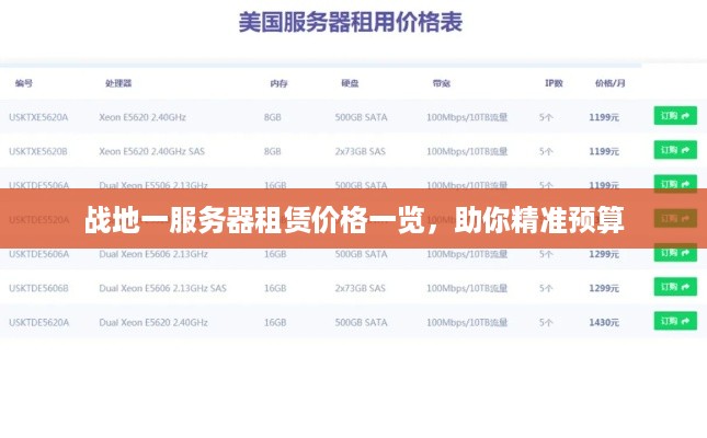 战地一服务器租赁价格一览，助你精准预算