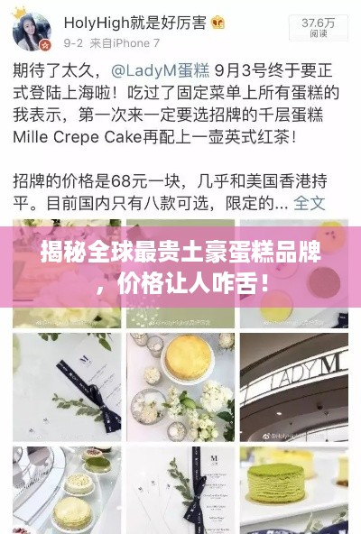 揭秘全球最贵土豪蛋糕品牌，价格让人咋舌！
