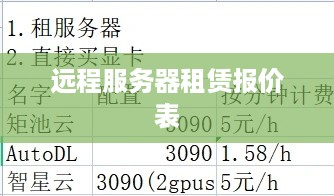 远程服务器租赁报价表