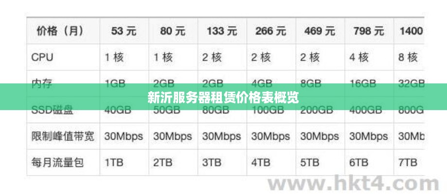 新沂服务器租赁价格表概览