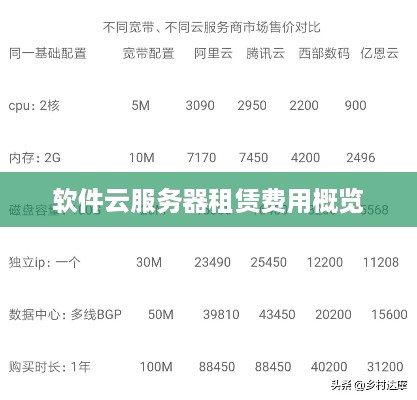 软件云服务器租赁费用概览
