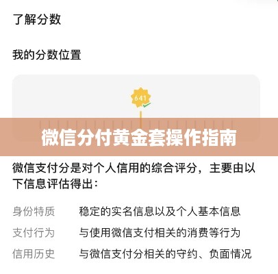 微信分付黄金套操作指南