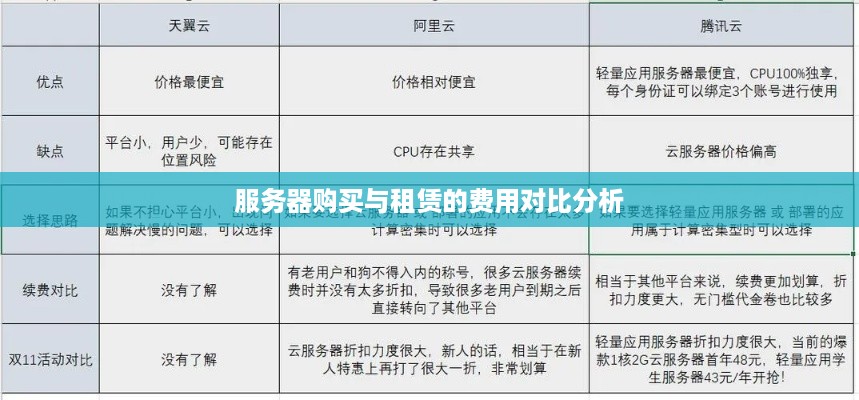服务器购买与租赁的费用对比分析