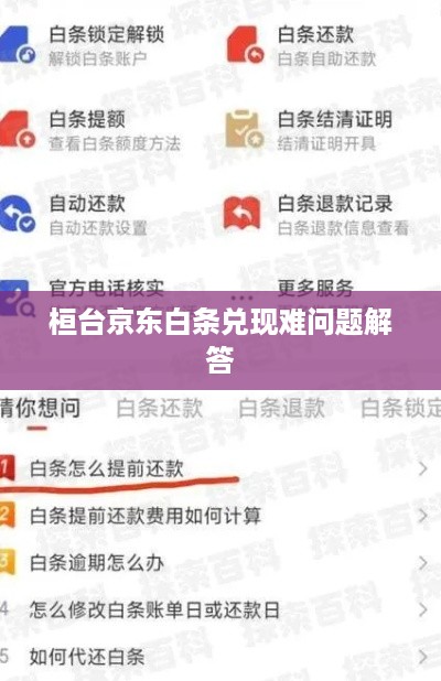 桓台京东白条兑现难问题解答