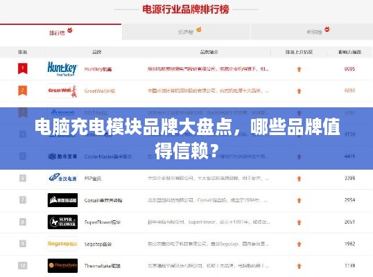 电脑充电模块品牌大盘点，哪些品牌值得信赖？