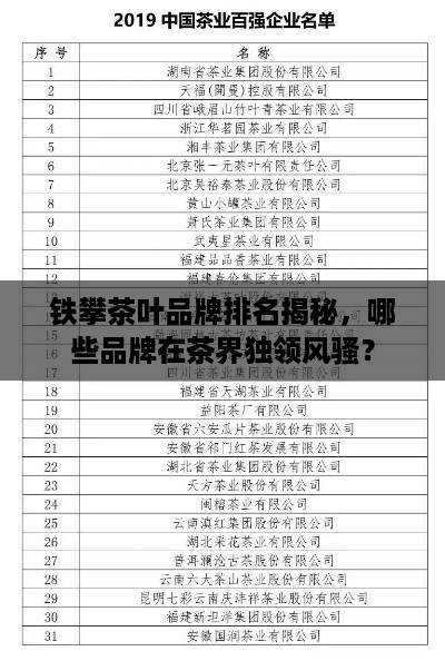 铁攀茶叶品牌排名揭秘，哪些品牌在茶界独领风骚？