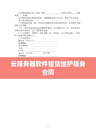 云服务器软件租赁维护服务合同