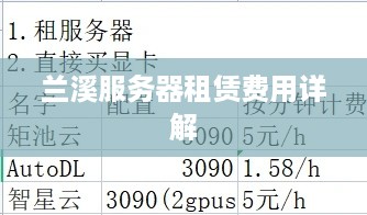 兰溪服务器租赁费用详解