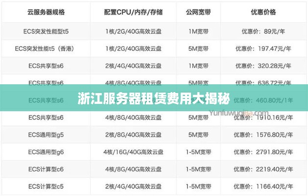 浙江服务器租赁费用大揭秘